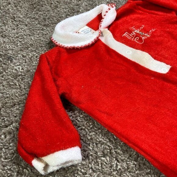 Vintage 1980s Trimfit “My First Christmas” Red Terry One Piece Outfit USA - Picture 10 of 12